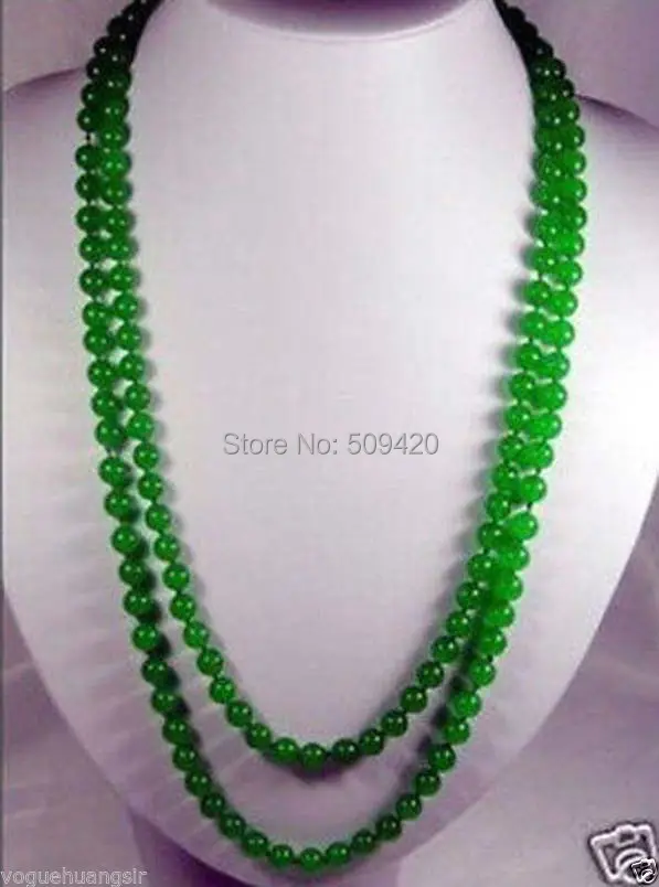 

Free Shipping Wholesale>>>8mm AAA natural green jade beads Necklace 48
