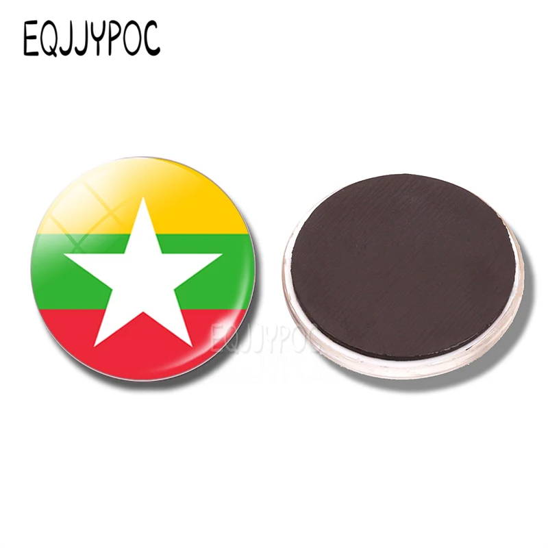 

Myanmar Flag 30MM Fridge Magnet Naypyitaw Yangon Pathein Mandalay Glass Dome Magnetic Refrigerator Sticker NoteHolder Home Decor