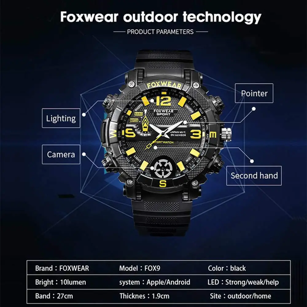 

BEESCLOVER Smart WiFi Watch with Mini 720P HD Camera LED Light Illumination Smart watch IPX7 Waterproof Monitor Sport Watch r25