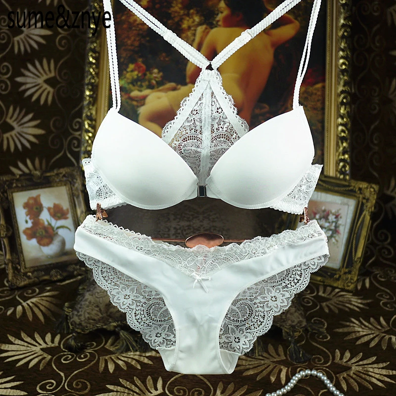 

2019 Women underwear Bra Set VS Front Closure Seamless Adjustment Beauty back Sexy Lace smooth front Bra and Hollow panty sets
