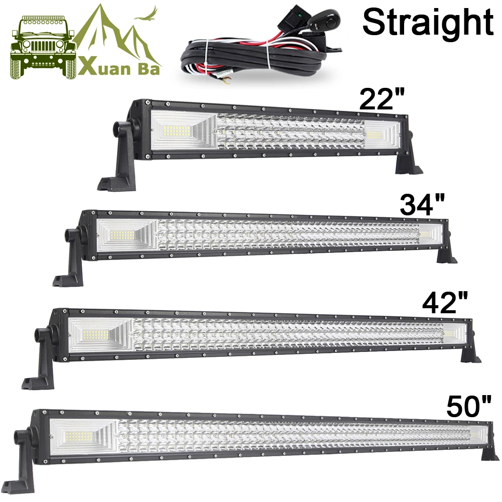 

22" 42" 50" Inch 3 Row LED Light Bar Straight LED Work Light Barra Offroad Combo Beam 4X4 4WD ATV SUV Boat Truck Trailer Camper