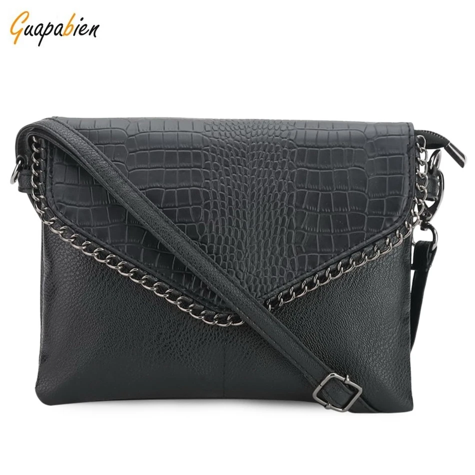 

2016 Fashion Small Crocodile Chain Clutch Wrist Bags Vintage Elegant Ladies Party Shoulder Messenger Envelope Bag Black Bags