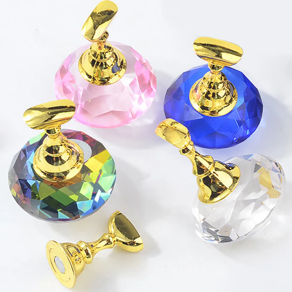 

1 set Magnetic Nail Art Practice Training Display Stand Acrylic Crystal Holders Alloy False Nail Tip DIY Showing Shelf Tools .31
