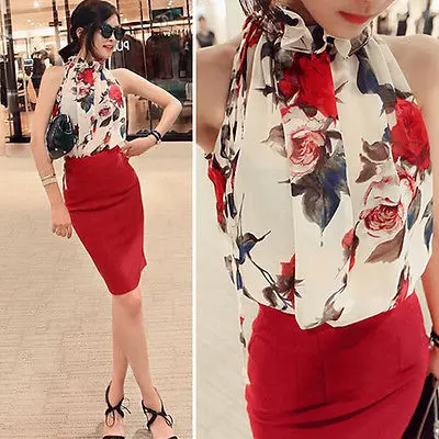 

New Fashion Women Summer Slim Casual Chiffon Sleeveless Vest Shirt Tops Blouse Ladies Shirts Top