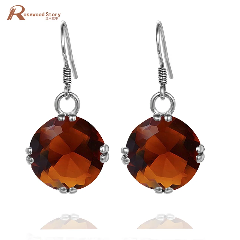 

Wholesale and retail processing customized cherry 925 silver earrings brown stone luxury earrings
