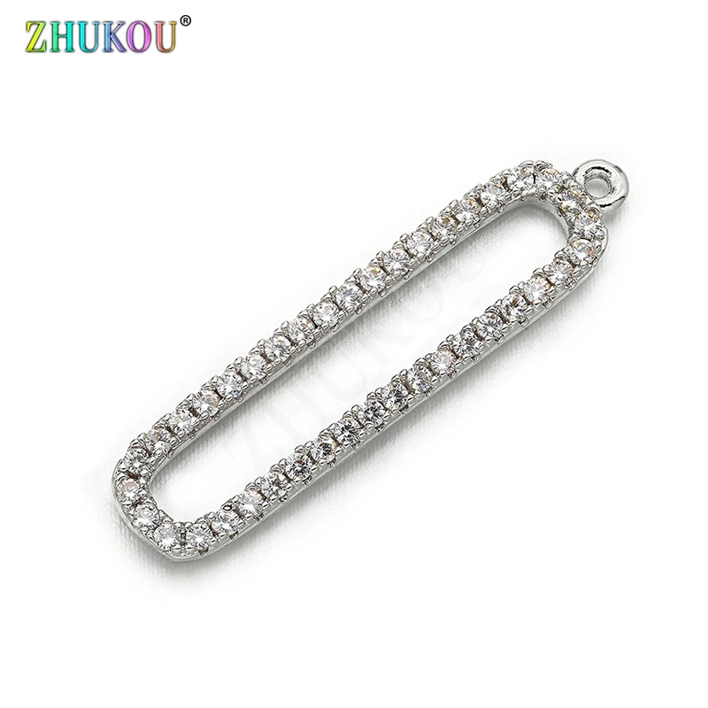 6*25mm Brass Cubic Zirconia Rectangle shape Diy Jewelry Findings, rhodium, Hole 0.5mm, Model