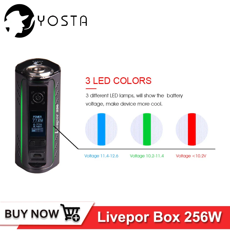 Оригинальный yosta Livepor 256 коробка мод Вт устройство VW MECH TC-Ni TC-Ti TC-SS режим PTC 18650 Vape