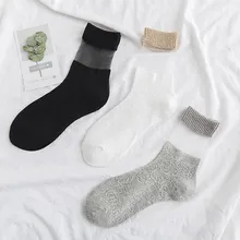 PEONFLY 3 пар/лот творческий для женщин хлопок кружево лоскутное мягкие удобные Sheer Шелковый эластичный вязаный оборкой отделкой прозрач