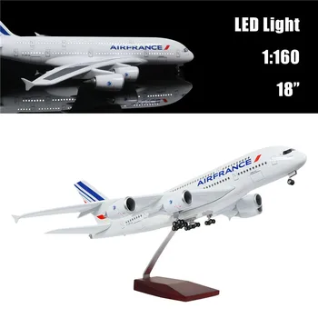 

46CM 1:160 Diecast Airplane Model FRANCE Airbus 380 with LED Light(Touch or Sound Control) for Decoration or Gift