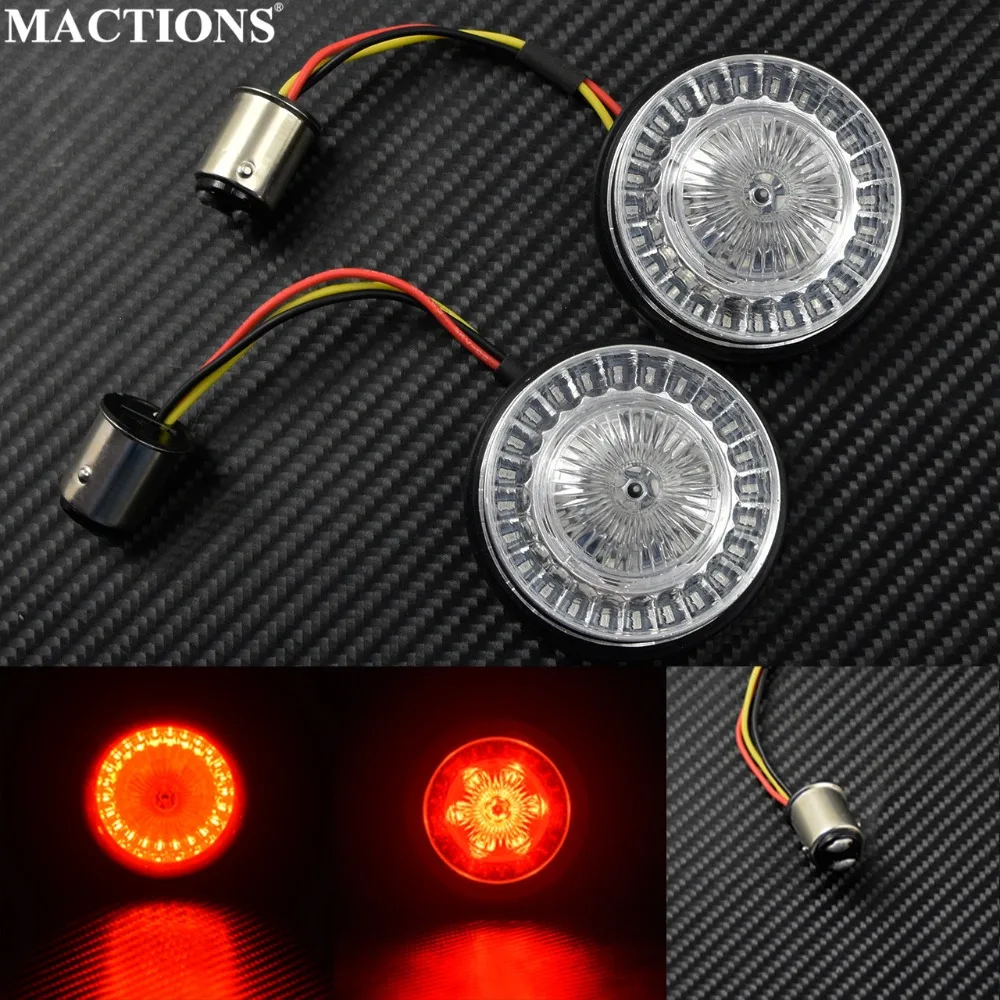 

Motorcycle 1157 Amber/Red LED Lens Turn Signal Light For Harley Touring 14-17 Sportster Dyna 12-17 Softail 11-17 Models