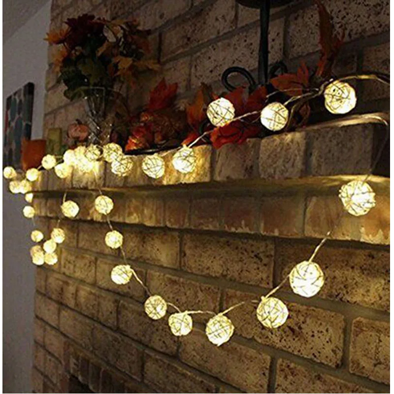 5M Christmas Led Rattan Balls Fairy String Decorative Lights USB / AA Battery FOR Outdoor Holiday Patio Garland Party Wedding 10ft 20led globe string lights decorative hanging lights balls fairy string lights battery powered world cup lighting for indoor outdoor garden patio