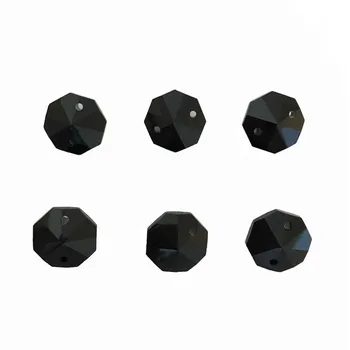

Free Shipping 2000pcs/Lot , Black Diamond 14mm Crystal Octagon Glass Beads In 2 Holes , Glass Beads