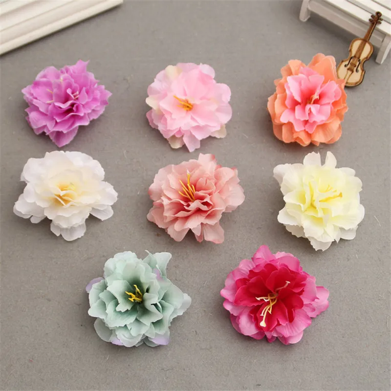 30PCS 10cm Peony Ruffles Flowers Hair Accessories Artificial Flower No Hair Clips Flowers for