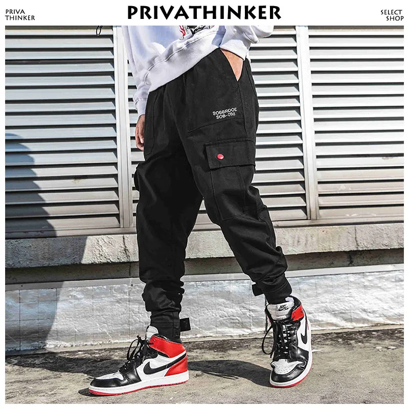 Privathinker ركض Ankel طول بنطلونات مموهة كالزي العسكري 2018 رجل جيوب اليابانية Sweatpants الذكور الكورية السراويل الهيب هوب السراويل الترنك 4XL