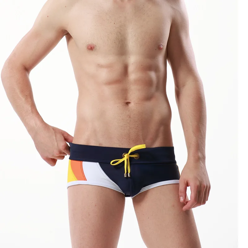 

Sexy Men's Swimwear Briefs with Tie Low Waist Front Shoelace Swim Breathable Trunks for Men Bathing Suit Beachwear