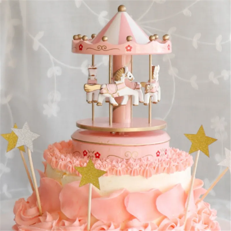 1 Pcs Carrousel Gateau Topper Boite A Musique De Carrousel En Bois Gateau D Anniversaire Decoration Fille Enfants D Anniversaire De Mariage De Noel Cadeau 18 Cm Aliexpress