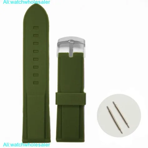 24mm Dark Green Color Silicone Jelly Rubber Unisex Watch Band Straps WB1054P24JB