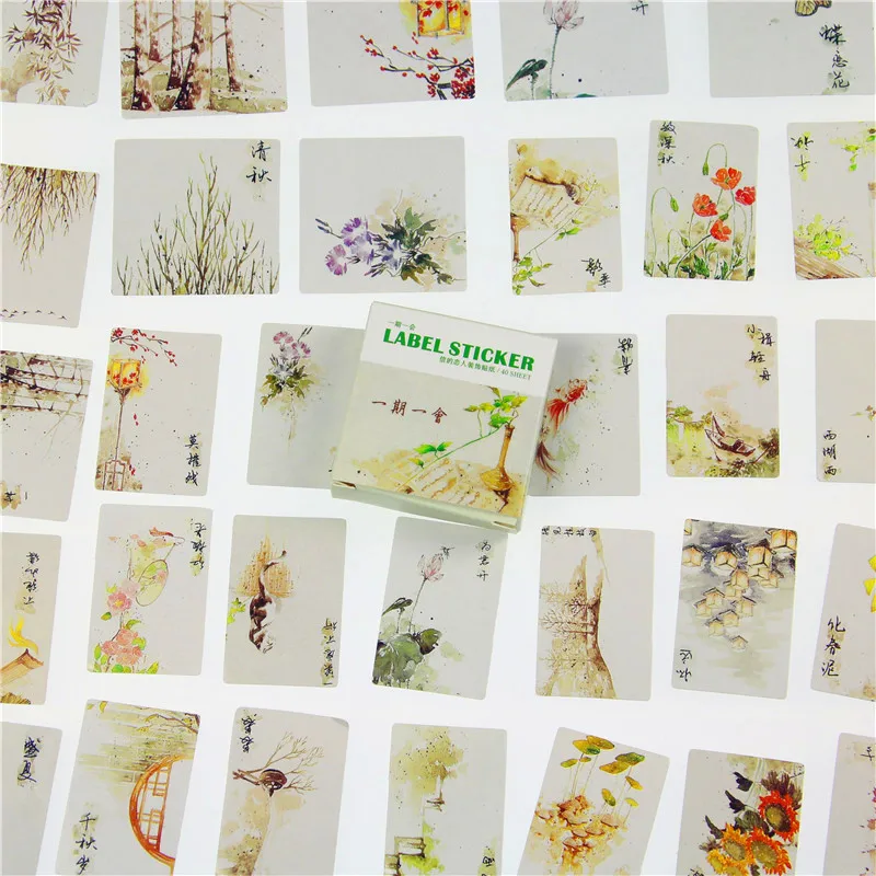 

40 Pcs / Box Poetic Scrapbooking Sealing Sticker The Letter Box Sticker Set A "lovers" Archaic Period For A While Into The Hand