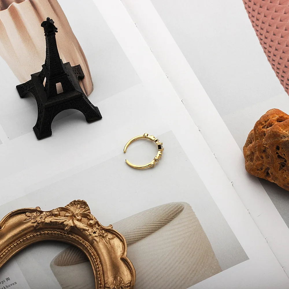 Шанис 925 пробы серебра открытым кольцо для женские свадебные кольца с камнями золотой цвет Обручение Мода Femme кольцо