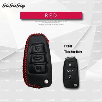 

2018 Genuine Leather Car Key Case Cover Protected Shell For Audi A3 A4 A6 C5 C6 Q5 Q7 A4L B6 B7 B8 Car Styling Accessories