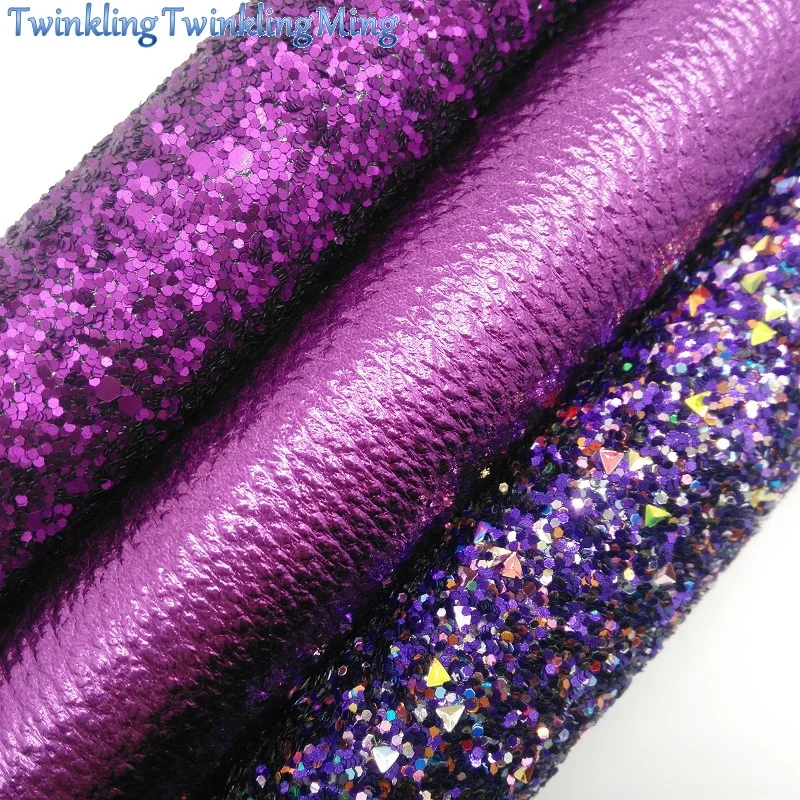 

PURPLE Glitter Fabric, Faux Leather Fabric, Litchi Synthetic Leather Sheet For Bows A4 Size 8"x11" Twinkling Ming XM128