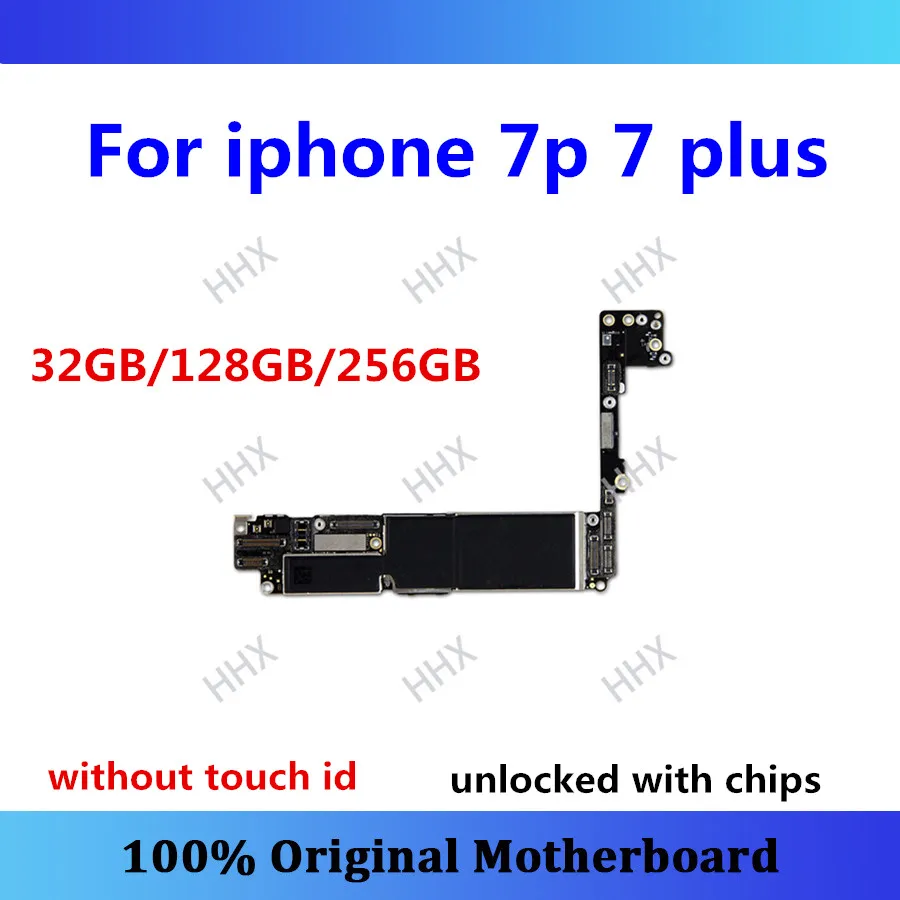 

IOS no iCloud for iphone 7 plus mother board without touch ID unlocked logic board 32GB/128GB/256GB tested with chip 7plus board