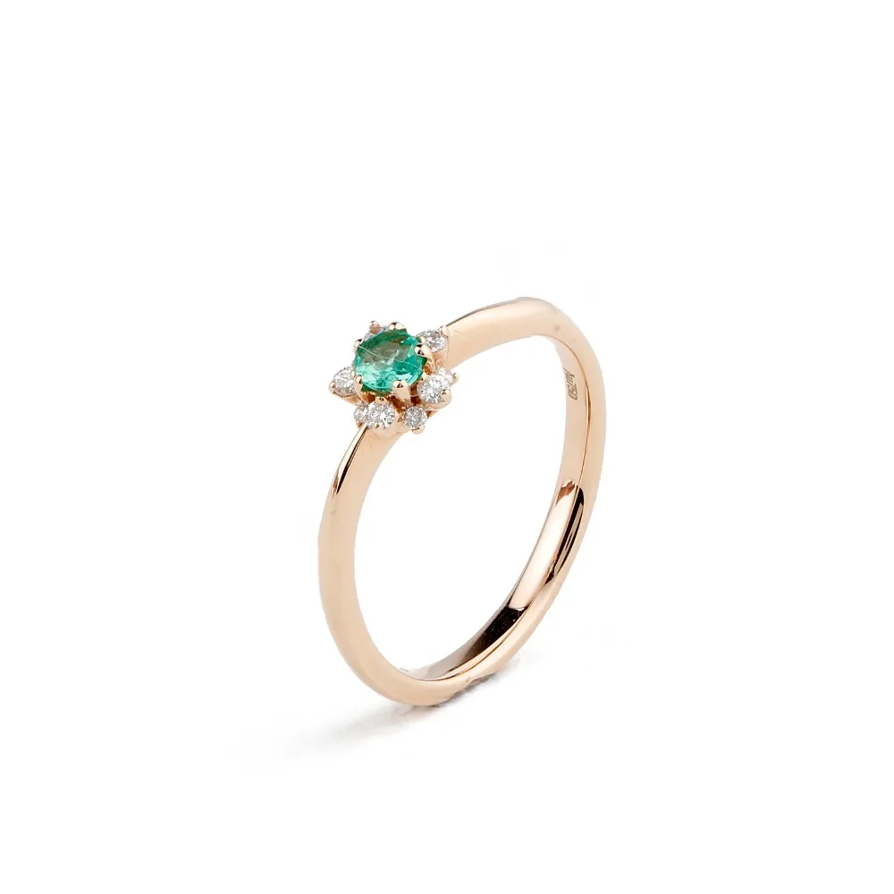 LASAMERO 0.1CT круглые изумрудные алмазные акценты арт деко цветочный стиль 18k розовое