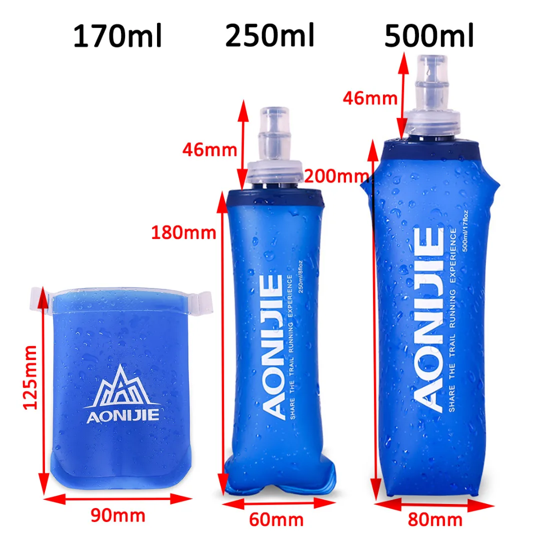 2017 New 170/250/ 500ml TPU Outdoor Foldable Water Bag Soft Flask Squeeze Portable for Sport Running Drinking Water Bottle Bags