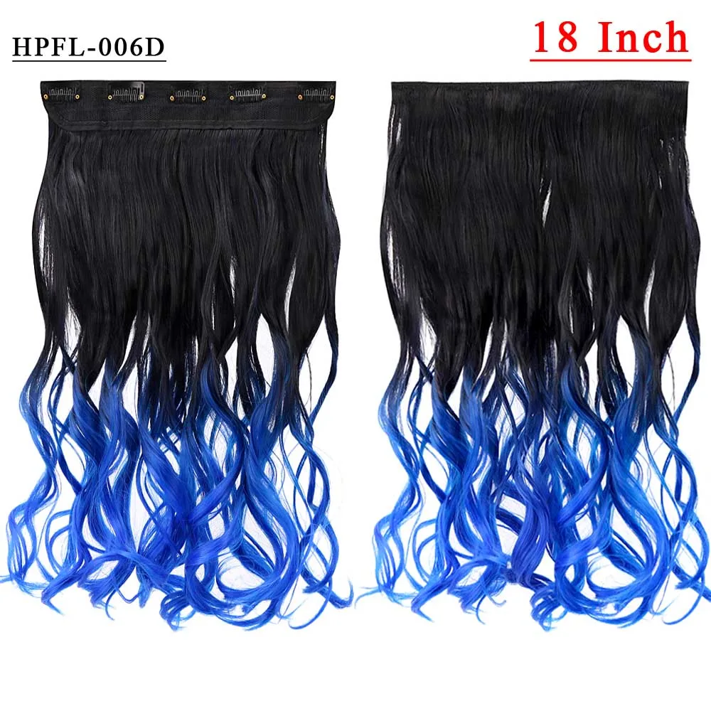 22 ''синтетические волосы с эффектом омбре, 5 клипов для наращивания, темные корни, прямые шиньоны для девочек, детей, женщин, термостойкие волокна - Цвет: HPFL-006D