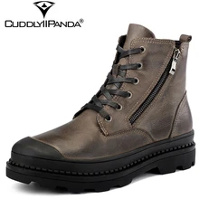 Приятная панда; коллекция года; сезон осень-зима; мотоботы из натуральной кожи; модные мужские ботинки размера плюс 38-47; винтажные ботильоны с боковой молнией