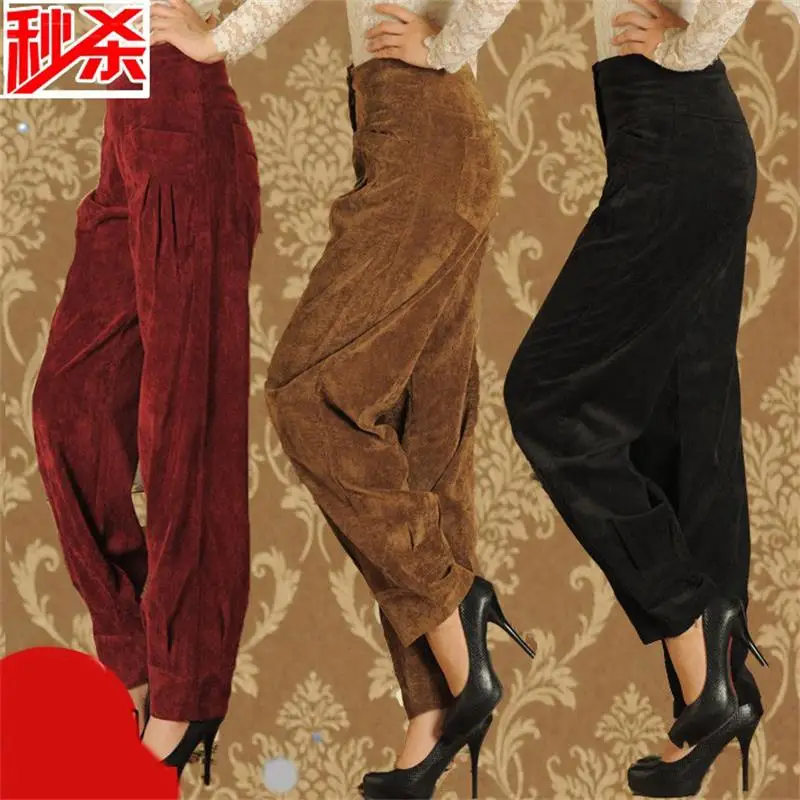 

Autumn Women's Loose Corduroy Casual Trousers 2017 New Lantern Pants Fat M M High Waist Large Size trousers trousers for women