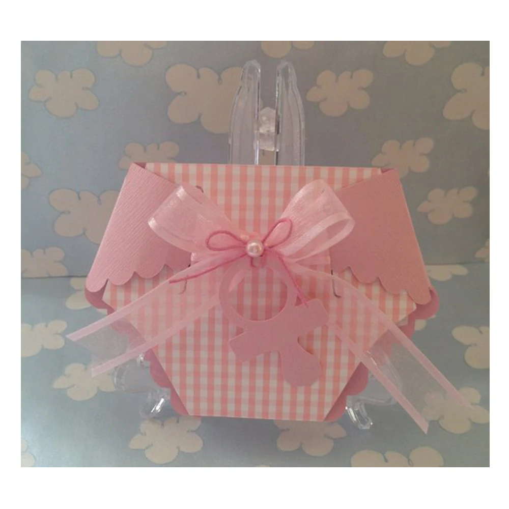 

Swovo Baby Diaper-shaped Cards Metal Cutting Dies for Scrapbooking DIY Craft Paper Card Making Decorative Embossing Template