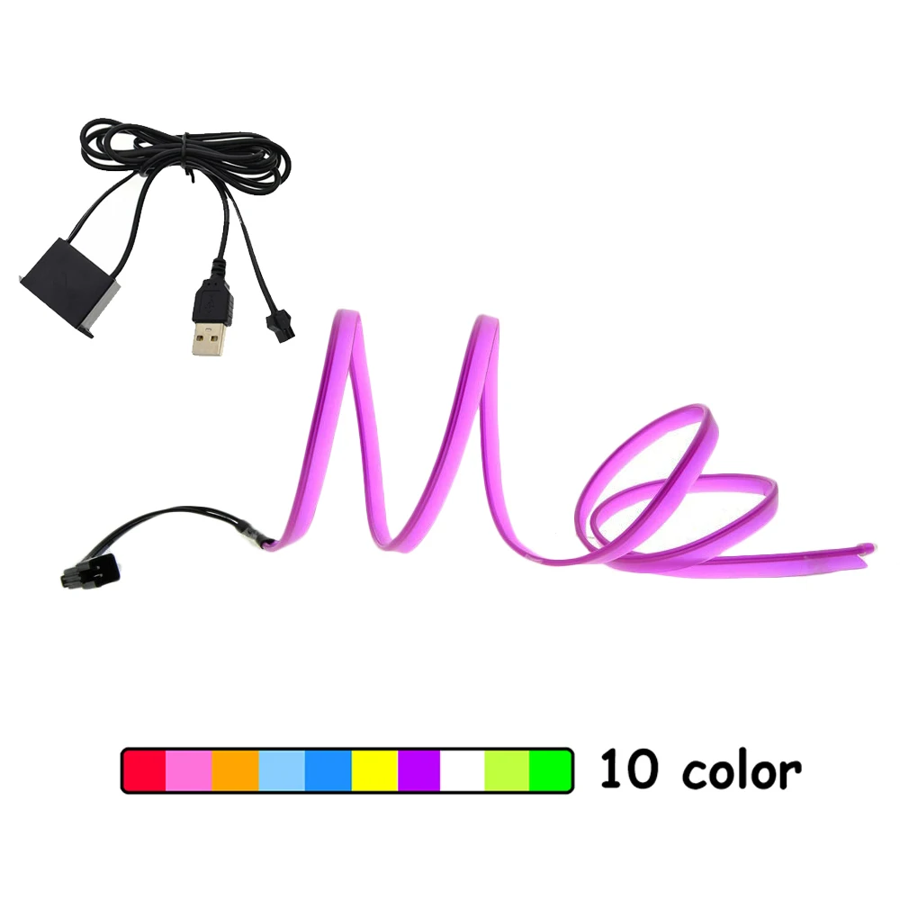 

EL Wire 6mm Sewing Edge Car Lights Neon Glowing Strobing Electroluminescent Halloween Car Dance Party Decor striping Lights