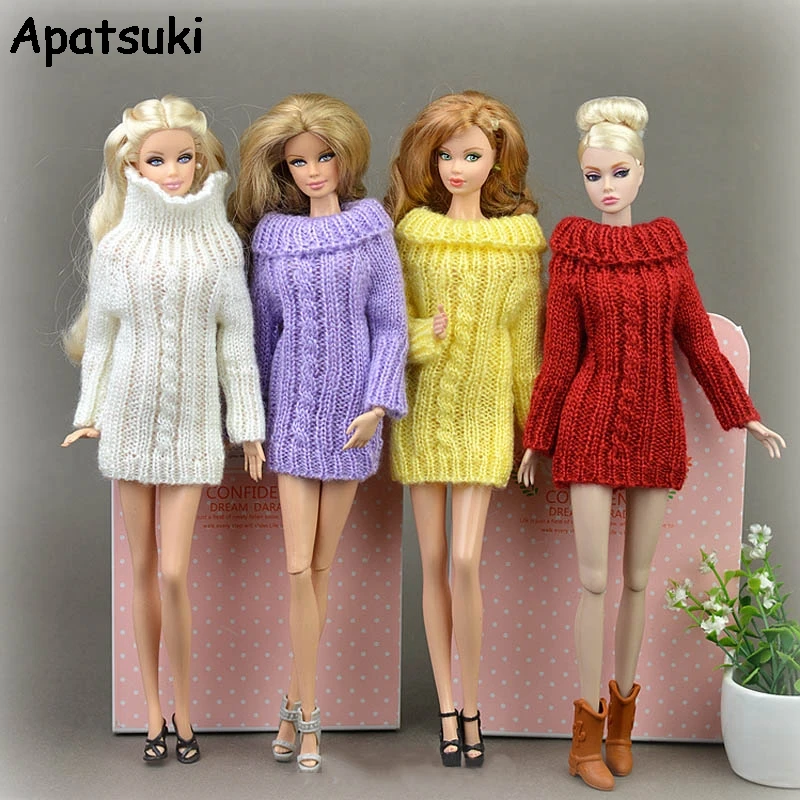 

Pure Manual Doll Accessories Knitted Handmade Sweater For Barbie Doll Tops Coat Dress Clothes For Blythe Doll 1/6 Kids Toy