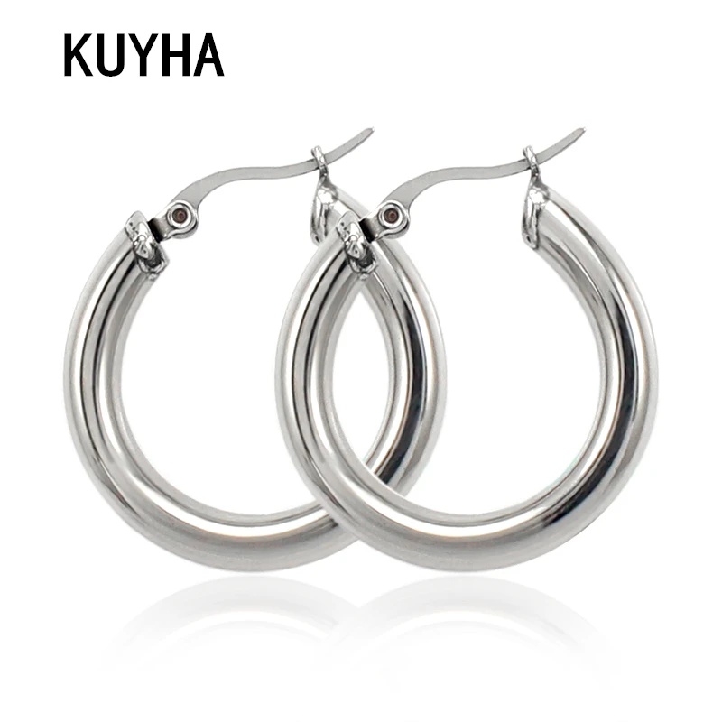 New Arrival Circular Hoop Earrings Smooth Exaggerated Steel Color Jewelry for Office Lady Boy Present | Украшения и аксессуары