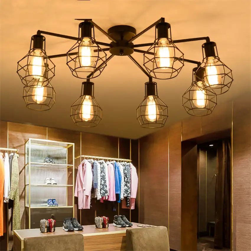 Edison Vintage Iron Black Ceiling Lamps Honest Industrial Wind