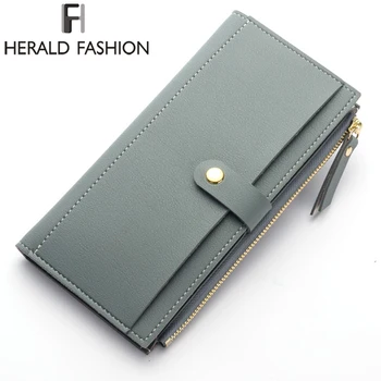 

Herald Fashion Women Leather Long Wallet Top Quality Fashion Girls Change Clasp Purse Lady's Money Coin Card Holders