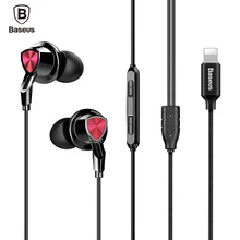 Baseus p04 para auricular para iphone 7 6 rayo s 6 más IOS10 8pin Estéreo de Auriculares Con Micrófono Headset Llamada de Soporte de Reproducción de Música