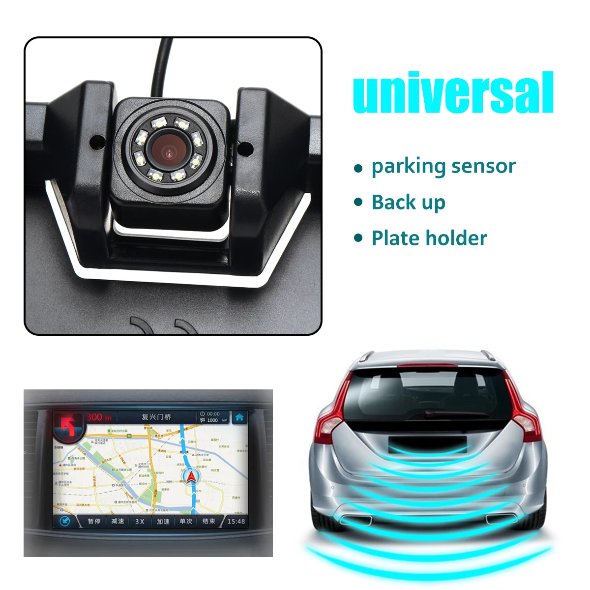 

Car Rear View Reverse Camera Parking Sensors Radar Kit Backup EU License Number Plate Night Vision 170 Degree