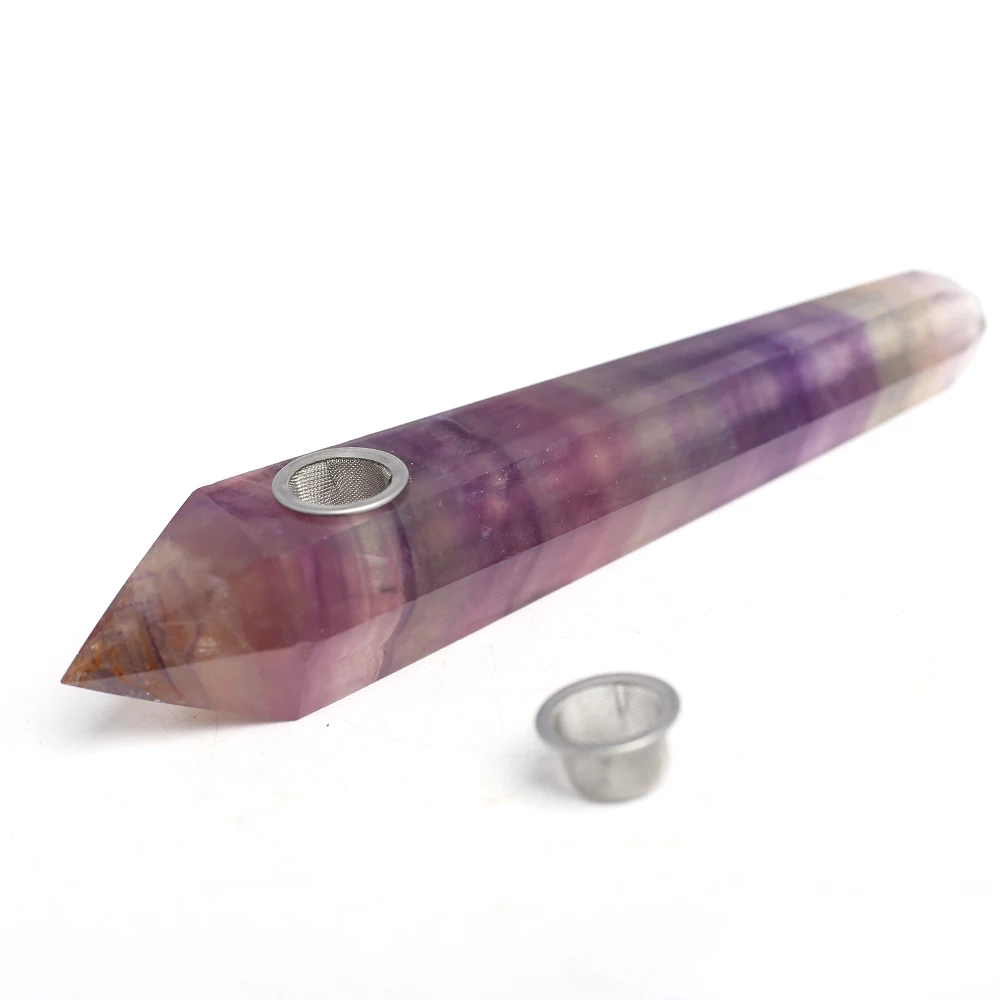 13.3cm Natural Quartz Long Crystal Fluorite tobacco Free Smoking Weed