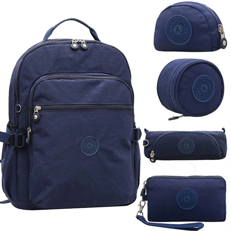 ACEPERCH Повседневный школьный рюкзак для подростков Mochila Escolar дорожные школьные сумки рюкзак для ноутбука с брелок "Обезьяна" - Цвет: 5 pieces Blue