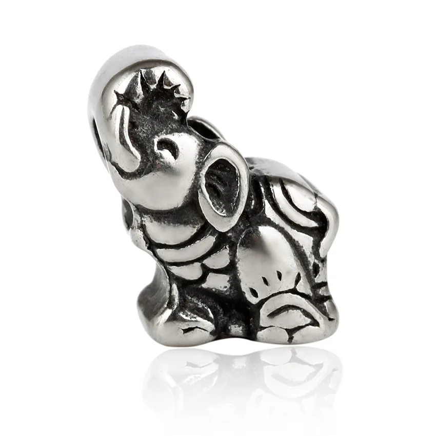 

2Pcs Lot Stainless Steel Animal elephant Spacer Beads DIY cute Bead for Jewelry Making Fit For Pandora Bracelet