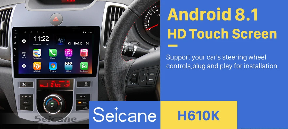Excellent Seicane 9" Android 7.1/Android 8.1  2DIN Car GPS Stereo Radio Quad-core Wifi Multimedia Player for 2008 2009-2012 KIA Forte(AT) 0
