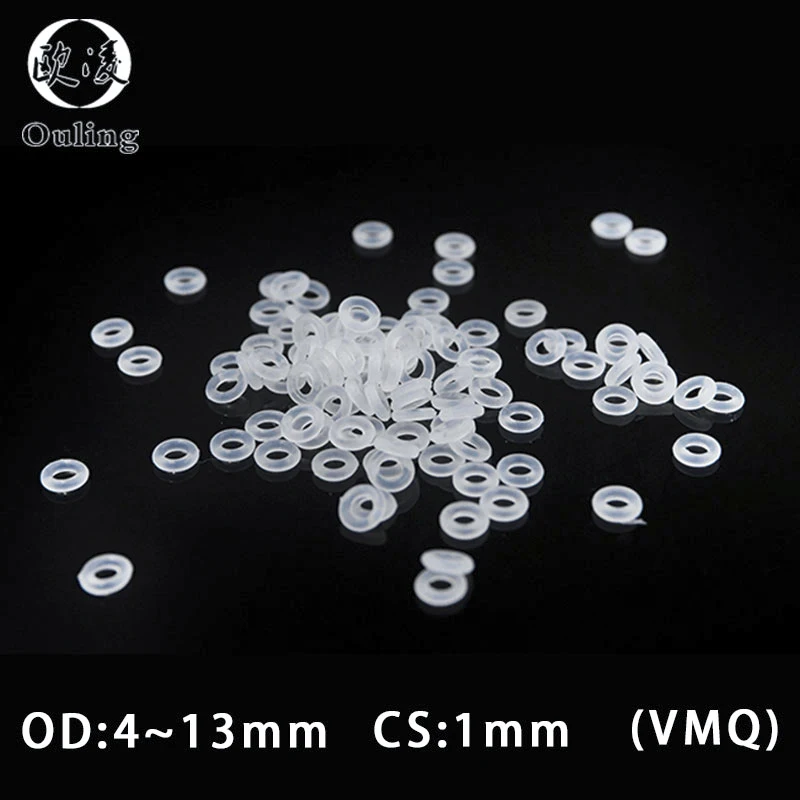 

10PCS/lot White Silicon O-ring Silicone/VMQ 1mm Thickness OD4/5/6/7/8/9/10/11/12/13mm O Ring Seal Rubber Gasket Rings Washer