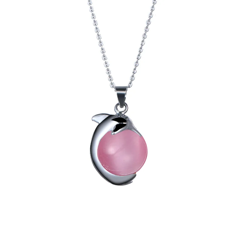CACANA Cat Pendant Personality Glass Cat Eye Dophine Necklace Jewelry For Women