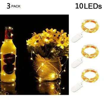 

3PCS 10LED Cork Fairy Lights Battery Starry String Copper Wire Decor Christmas Wedding Party Decoration String LED Lighting