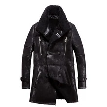 Популярное мужское пальто из настоящей овчины, натуральная куртка из короткой овечьей шерсти, Мужская зимняя теплая верхняя одежда, черное мужское меховое пальто, 4XL, большой размер