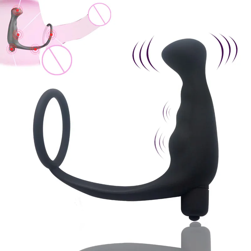 Men Climax Fantasy Silicone Male Prostate Massager Cock Ring  Anal Vibrator Butt Plug for Men, Adult Erotic Anal Sex Toys