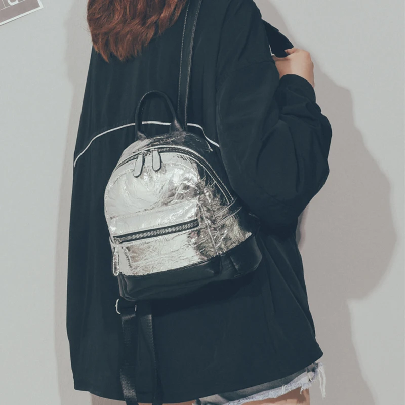 

Women Contrast color PU leather Backpack Mini Soft Touch Multi-Function Small Backpack Female Ladies Shoulder Bag Girl Purse