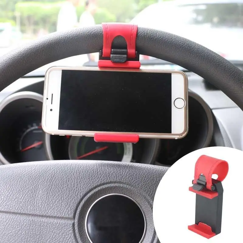 Car Auto Vehicle Steering Wheel Phone Socket Holder Bracket Rubber for